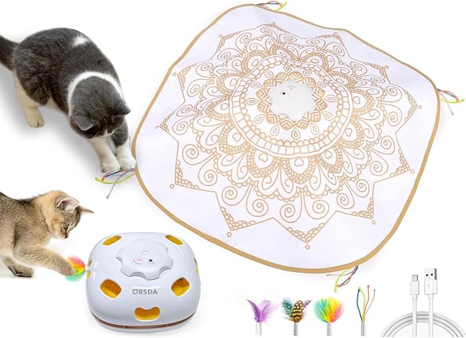 ORSDA Cat Toys for Indoor Cats, 4 in 1 Interactive Cat Toys, Automatic Cat Toy Kitten Toy, Rechargeable Electric Enrichment Toy for Cat Toy for Bored Indoor Adult Cats Hide and Seek, Whack-A-Mole by ORSDA
