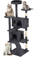 FDW | 62" Cat Tree Tower | Dark Gray | Multi-Level Indoor Activity Center with Sisal Scratching Posts, Condos, Plush Perches, Hanging Cat Toys | Sturdy, Easy to Assemble | for Kittens & Adult Cats by FDW
