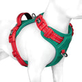 No Pull Dog Harness, Unique Colors Reflective Adjustable Dog Vest | with Soft Training Handle Metal Clips for Small Medium Large Dogs (Dark Green Base & Red Straps,XL) by PHOEPET