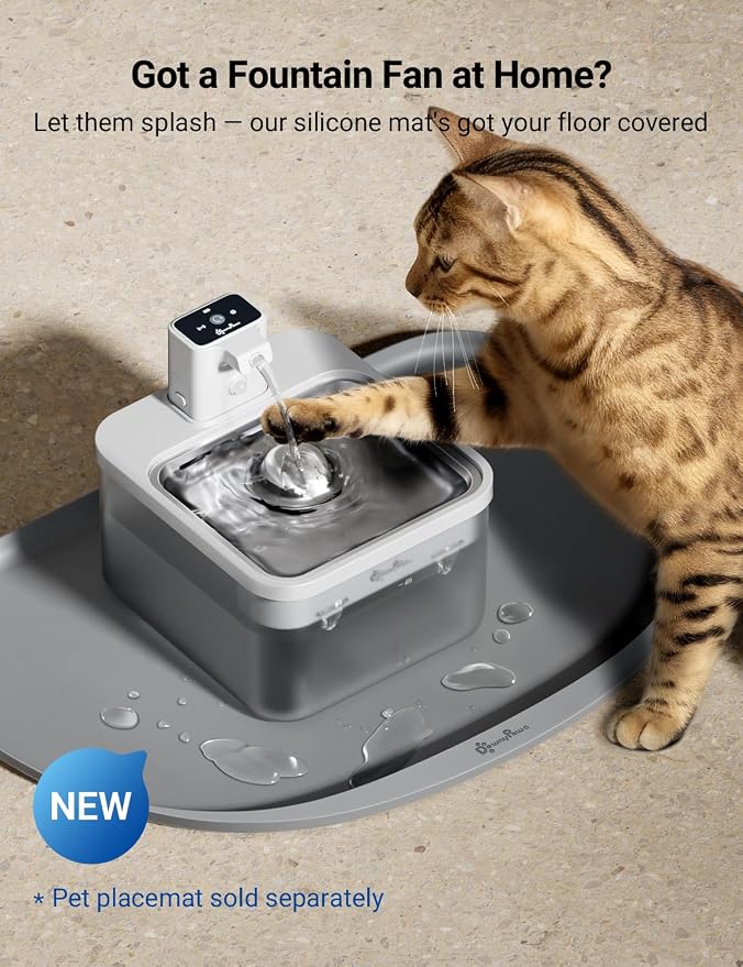 DownyPaws Cat Water Fountain Cordless, Pet Fountain, 84oz/2.5L, White Pro | Wireless Cat Drinking Water Fountains for Cats Indoor, Fursink , Battery Operated, Motion Sensor, Ultra Quiet Pump, BPA-Free - Image 6