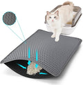Cat Litter Mat 22"x14.5", Double Layer Waterproof Litterbox Mat, Gray | Non-slip backing, washable for easy cleanup, traps stray litter with waterproof honeycomb large grid that is urine-proof. by Unknown
