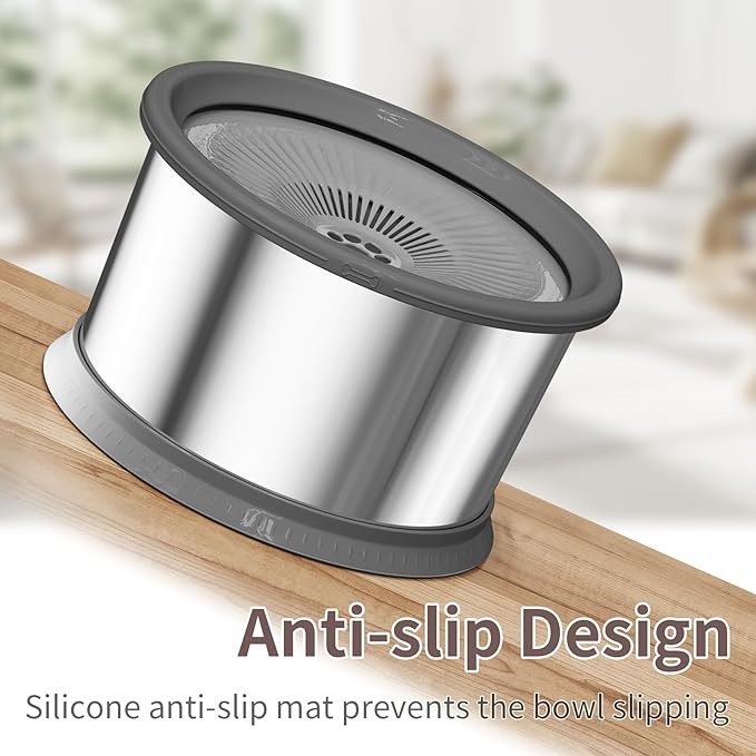 6.5L Dog Water Bowl No Spill 1.6 Gallon Stainless Steel Water Bowl with 4 Filters for Dogs 220oz Large Capacity No Splash Slow Drinking Feeder with Anti-Slip Mat for Messy Drinkers - Image 7