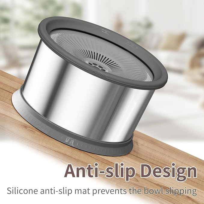 6.5L Dog Water Bowl No Spill 1.6 Gallon Stainless Steel Water Bowl for Dogs 220oz Large Capacity No Splash Slow Drinking Feeder with Anti-Slip Mat for Messy Drinkers 6.5L+2 Filters - Image 6