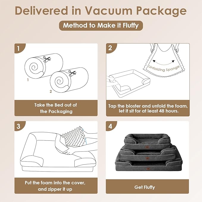 EHEYCIGA Orthopedic Dog Beds Large Sized Dog, Waterproof Washable Pet Bed | Non-Slip Bottom and Egg-Crate Memory Foam Dog Couch Bed with Washable Removable Cover, Dark Grey - Image 7