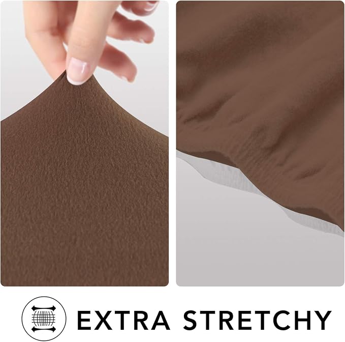 PureFit Stretch Couch Covers for Sofa 4 Seater Slipcovers Brown | 1-Piece Sofa Cover Washable Soft Couch protector, Couch Slipcover with Non Skid Foam and Elastic Bottom for Kids, Dogs - Image 4