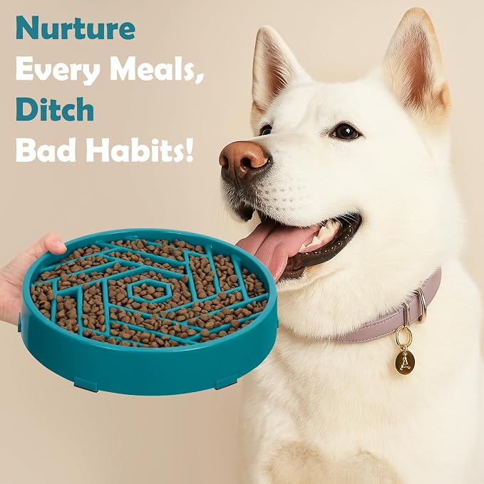 TOBYTO Slow Feeder Dog Bowls Large Medium Breed,Anti-Choking Slow Eating Dog Food Bowl,Non Slip Pet Slower Food Feeding Bowls Large Puzzle Slow Feeder Bloat Stop Maze Dog Dishes,Dark Green - Image 6