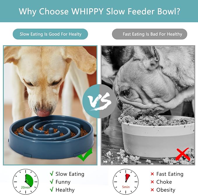 Blue Slow Feeder Maze Puzzle Bowl - Large Dog Non Slip Food Feeding Dishes for Medium Dogs, Interactive, Bloat Stop, Choking Prevention, Healthy - Image 6