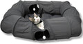 XxingSheep 4 Ways Shuttled XL Cat Tunnel Bed for Indoor Cats Peekaboo Cat Cave Donut with Cool Mat (Dark Gray) by XxingSheep