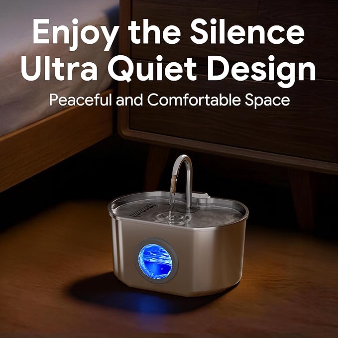 Cat Water Fountain Stainless Steel: 74oz/2.2L Cat Fountain for Drinking | Pet Water Fountain Inside - Automatic Dog Watering Dispenser Bowl - Pet Feeding & Watering Supplies (4 Filters) - Image 4