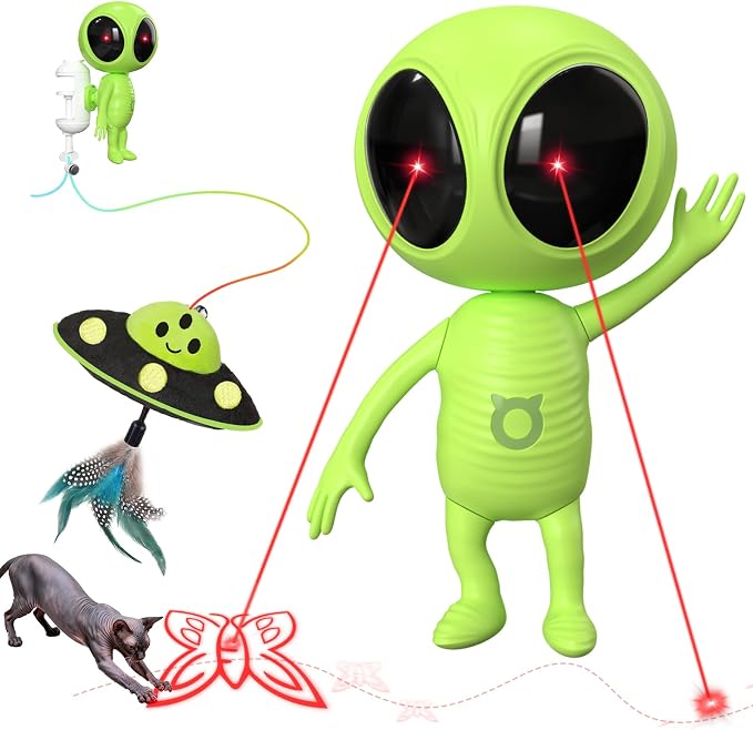 ORSDA Laser Cat Toys for Indoor Cats, 2 in 1 Interactive Automatic Dual Laser & Catnip UFO Dangler for Kitten Toys, Truly Random Trajectory Radar Motion-Activated, Rechargeable 4 Modes, Clamp Design by ORSDA