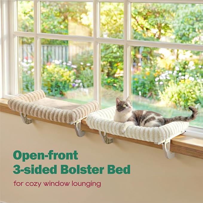 Zakkart Mellow Cat Perch for Windowsill, Hook-On or Screw-On Installation Pet Window Perch, Machine Washable Bed, Heavy Duty Cat Hammock Shelf for Large Cats, Holds up to 40 lbs (Brown, Large) - Image 7
