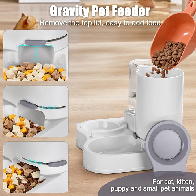 2 in 1 Pet Feeder and Water Dispenser, Automatic Cat Food and Water Dispenser, Gravity Pet Feeder for Small Medium Dog Puppy Cat Kitten - Image 4