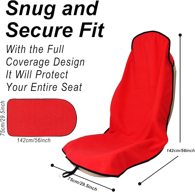 Car Seat Cover Protector Front Seats,for Gym Workout,Running,Swimming,Beach and Hiking,Waterproof Sweat Towel Bucket Seat Covers for Cars SUV Trucks (Red, 2Pcs) - Image 3