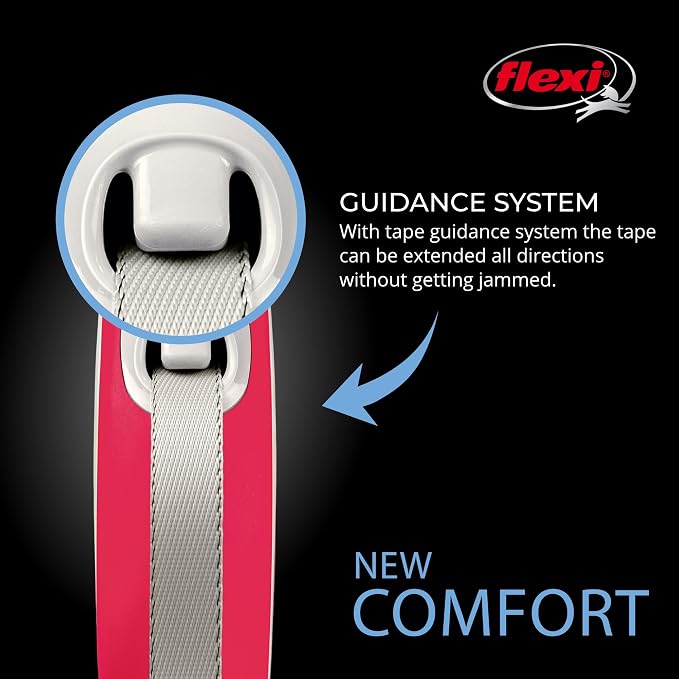 FLEXI New Comfort Tape Retractable Dog Leashes for Large Dogs Upto 132 lbs. – 16 ft., Red/Pastel | Tangle Free Pet Walking Leash with One-Handed Brake, Pause, Lock|German Quality Product - Image 4