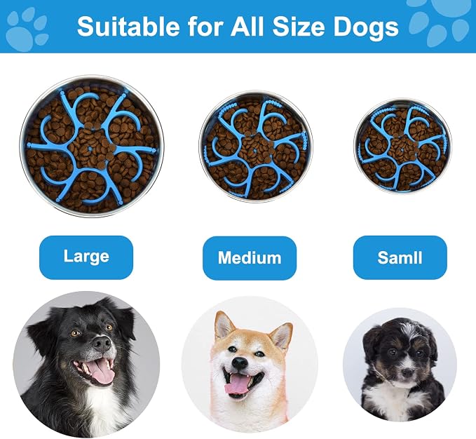Dog Slow Feeder Bowls Silicone Spiral Pet Food Feeder Insert to Slow Eating | Durable Non-skid Compatible with Stainless Steel, Glass & Ceramic Slow Feeder Dog Bowls for Small Medium Large Breed Dogs - Image 4