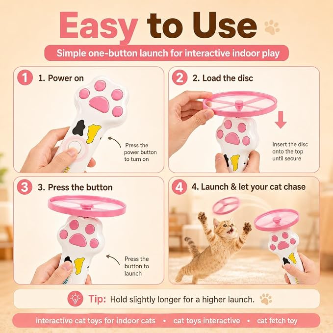 Cat Toy Launcher for Kitten Toys, Cat Toys Interactive, Automatic Cat Toy | Interactive Cat Toys for Indoor Cats, Cat Fetch Toy Launcher with 10 Discs, Cat Toys for Bored Indoor Adult Cats,Best Cat Toy - Image 3