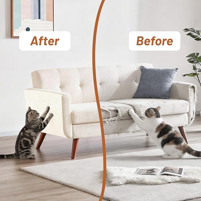 78.7" x 15.8" Cat Scratch Furniture Protector | Trimmable DIY Self-Adhesive Strong Adhesion, Won't Fall Off, Easy to Use, Leaves No Residue, for Couch, Sofa, Wall & Door - Image 5