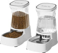 Automatic Pets Gravity Feeder and Water Dispenser Set, 1Gallon x 2 Stainless Steel Food Feeder and Waterer, 100% BPA-Free Water Bowl Dispenser for Small&Medium Dogs, Cats, Puppies(White) by GardnerPet