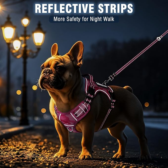 Tactical Service Dog Vest and Leash Set with 10 Patches Camo Pink S | Adjustable No Pull Service Dog Harness for Small Sized Dog with Dog Seat Belt,Reflective Easy Walk for Training Hiking - Image 7