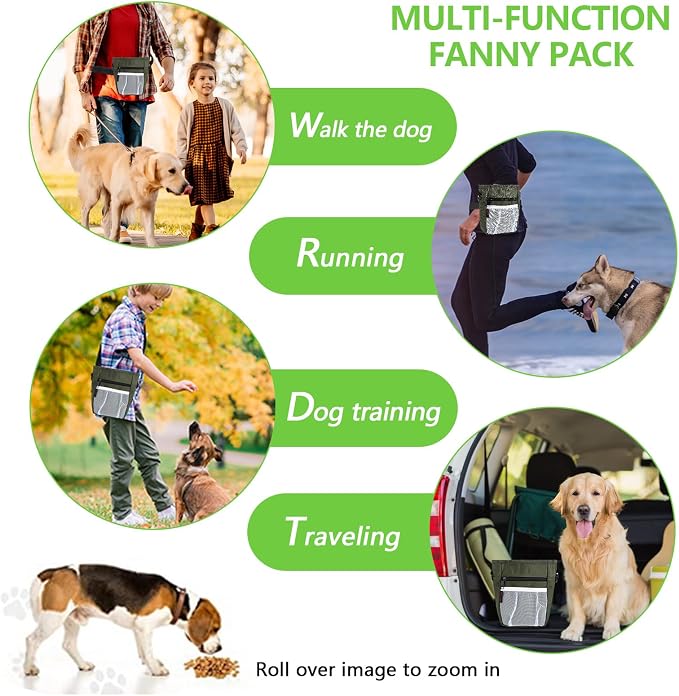kissleaf Dog Treat Pouch, Magnetic Closure, Dog Clicker- Green | Dog Training Treat Pouch, Large Size, Nylon Material, Magnetic Closure & Clicker, for Walking, Obedience & Outdoor Use - Image 6