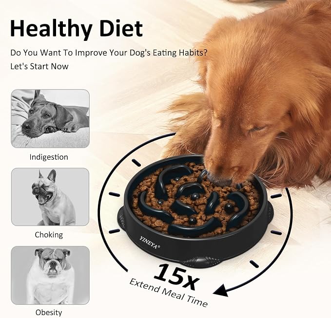 YINEYA 4 Cups Slow Feeder Dog Bowls Large Breed, Anti-Choking Pet Supplies, Maze Dog Food Bowl, Puzzle Feeder That Slow Down Eating | Dog Food Bowl Slow Down Eating Prevents Bloat, Promotes Healthy Digestion, Puzzle Feeder Interactive Makes Meal Time Fun - Image 3