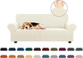 KEKUOU Stretch Loveseat Couch Cover, 2 Cushion Couch Slipcover,Beige | 1-Piece Washable Sofa Cover Pet Friendly (55"-78") Furniture Protector Soft Jacquard, Elastic Bottom for Dogs & Kids by KEKUOU