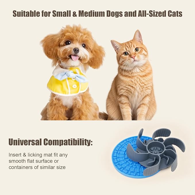 Nonslip Stainless Bowl Slow Feeder Kit for Small Dogs & Cats, Anti Gulping | 7Pcs Set: Slow Feeder [Octopus Suction], Lick Mat, Lid, Spatula, Brush. Stops Bloating, Vomiting, Sliding, Keeps Fresh. - Image 5