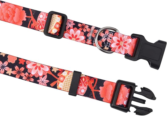 Mihqy Dog Collar for Small Dogs Puppy Cats, Floral Red Flower A,XS | Neck Fit 7.9"-11.8", Multiple Patterns，4 Sizes for Small Medium Large Dogs, Comfortable for Walks and Outdoor Hikes - Image 5