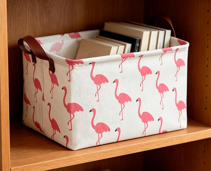 CLOCOR Rectangular Storage Bin,Waterproof Gift Baskets,Room Decor (Flamingo) - Image 2