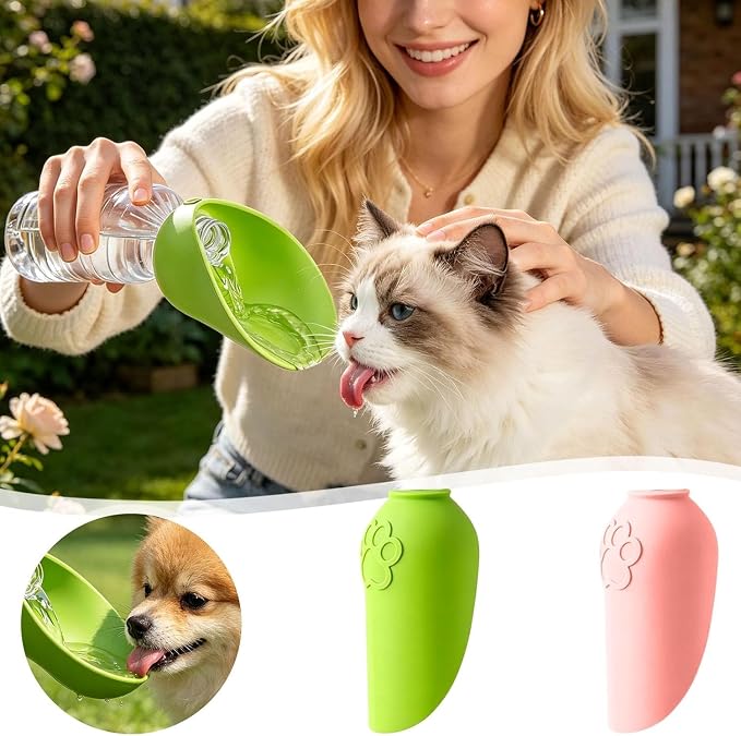 Silicone Portable Dog Water Bottle Adapter, Leakproof Foldable Leaf Pet Water Dispenser Cap, Practical Folding Drinking Bowl, Feed for Puppy Outdoor Walking Camping for Standard Water Bottles (Green) - Image 3