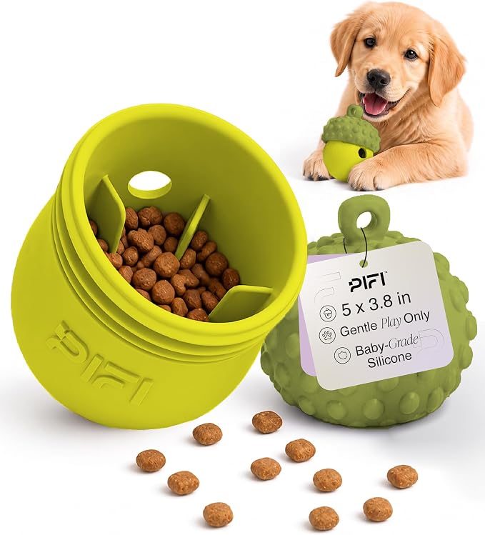 PiFi Silicone Dog Treat Dispenser & Puzzle Feeder for Medium Dogs, 5x3.8 in | Slow Feeder, BPA-Free Silicone for Wet, Dry & Frozen Treats, Twist-Apart Easy Clean by PiFi