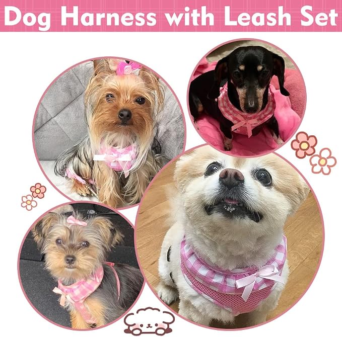 EXPAWLORER Step-in Dog Harness Small Sized and Leash Set | Cute Small Dog Harness No Pull Girl, Breathable Soft Mesh Padded, Adjustable Light Puppy Vest for Dogs Cats, Pink S - Image 6