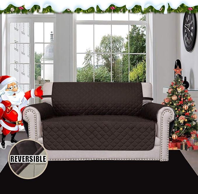 Easy-Going Reversible Couch Cover, 2 Cushion Sofa, Chocolate/Beige | Loveseat, Slipcover For Dogs, Water Resistant Furniture Mat, Living Room, Non-Slip Sofa Cover, Pet Friendly - Image 2
