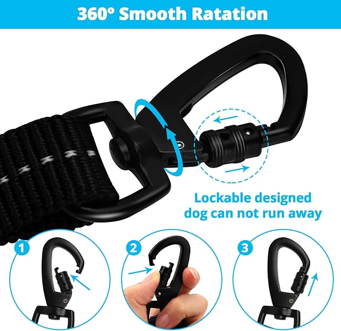 Rope Dog Leash 6 FT: Heavy Duty Leashes with Swivel Lockable Hook Reflective Threads Bungee and Padded Handle - Dog Lead for Large Small Medium Dogs Outside Walking Hiking Blue - Image 5