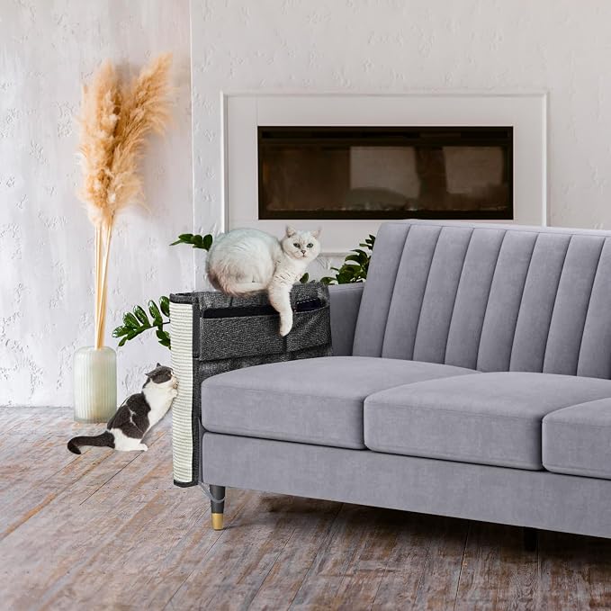 Upgraded Cat Scratch Furniture Couch Protector with 27.6’‘L*19.6’‘W Natural Sisal for Protecting Large Area Couch Sofa Chair,Couch Corner Cat Scratcher(Dark Grey/Right Handed) - Image 7