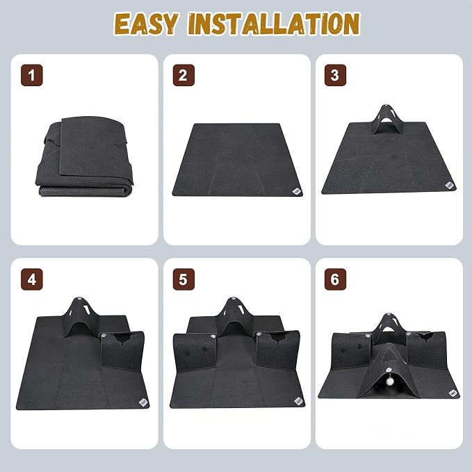 35.4" Cat Tunnels for Indoor Cats, Multi-Entrance Cat Toys, Grey | 4 Way Felt Interactive Pet Toy with Hidden Ball, Enrichment Activity Rug, Collapsible Cave for Kittens & Small Pets - Image 6