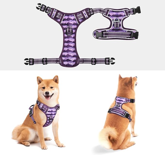 Timos Dog Harness, No Pull Large Sized with 3 Buckles, Moon Night, L | Reflective, No Choke, Easy On & Off, Adjustable Soft Padded, Front & Back 2 Clips and Control Handle for Walking Training - Image 6