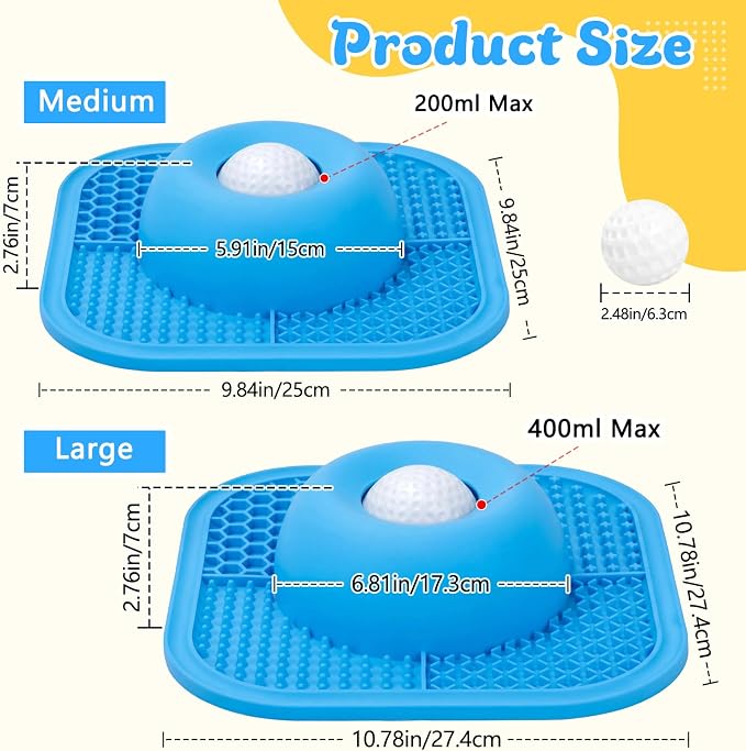 Slow Feeder Dog Bowls & Lick Mat for Liquid and Thick Treat, Anti-Slip Dog Lick Bowl with Interactive Rolling Ball, 5/6 Cup Pup Licking Toy for Large Medium Small Dogs and Cats-Large Blue - Image 7
