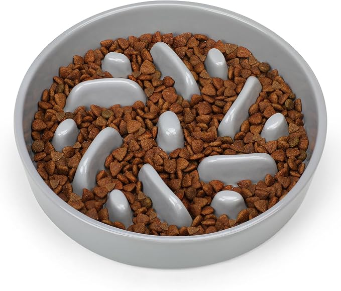 Ceramic Slow Feeder Dog Bowl, 2 Cups Maze Puzzle Dish to Slow Down Eating | Premium Ceramic Material with Anti-Slip Design, Suitable for Small, Medium and Large Breed Dogs Daily Feeding - Image 2