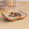 3 in 1 Sisal Cat Scratcher Bed, Solid Pine Cat Scratcher with Balls (Wood) | Extra Large Cat Scratching Post with Hammock, Cat Scratcher for Scratch & Play & Rest, Cat Furniture for Indoor Cats, Kitten by Casremee
