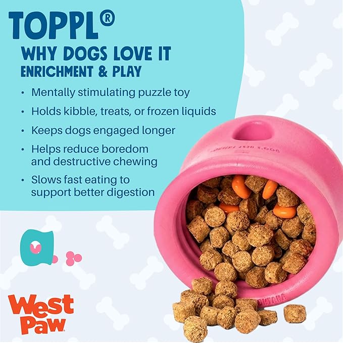 WEST PAW Zogoflex Toppl Interactive Treat Dispensing Puzzle Dog Toy for Mental Stimulation & Enrichment-Holds Kibble & Treats-Lickable, Freezable & Dishwasher Safe-Made in USA-XL-Geranium (Pack of 2) - Image 2
