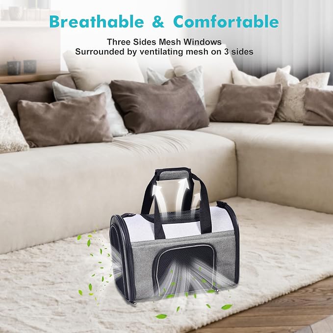 Jespet Airline Approved Soft-Sided Kennel Pet Carrier for Small Dogs Cats | Collapsible, Built-In Leash, Large Storage Pocket, Travel Handbag & Car Seat, Up to 10lbs - Image 4