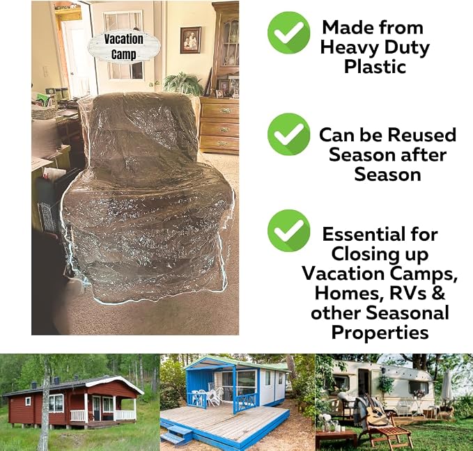 Evelots 2-Pack Clear Vinyl Recliner Covers, Spill-Resistant Protectors | Shields Furniture From Pet Claws, Stains, Dust and Spills, With a Durable Waterproof Design for Everyday Use or Home Storage. - Image 6