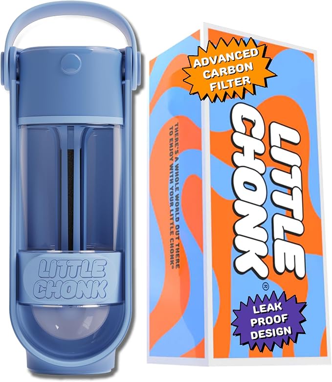 Lil Gulp Dog Water Bottle 15 Fl oz Filtered Portable Travel Bottle (Blue) | Advanced Carbon Filtration for Safe Filtered Water on the Go, BPA-Free, Leak-Proof, Retractable Spout, Walks, Hiking, Camping by LITTLECHONK