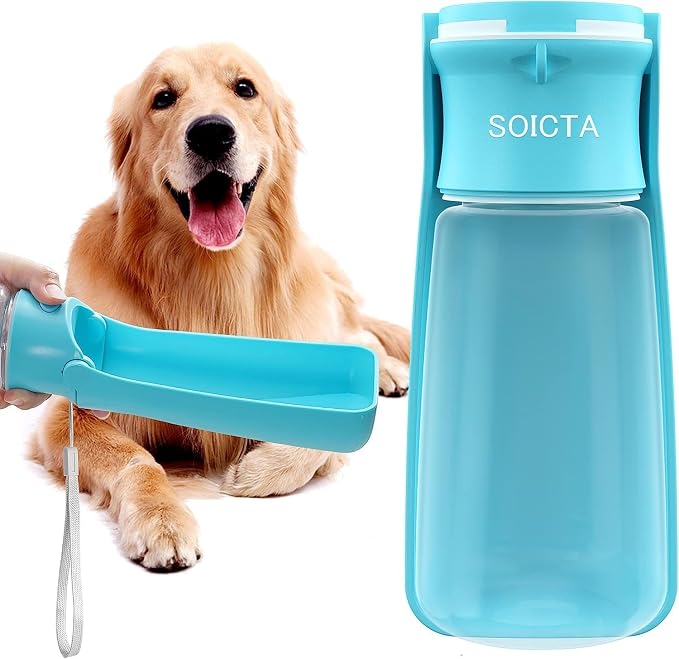 SOICTA Portable Dog Small Animals Water Bottle for Walking 19 OZ or 12 OZ Pet Water Bottles for Puppy Medium Large Dogs Little Animals Water Dispenser Dog Small Animals Water Bowl by SOICTA