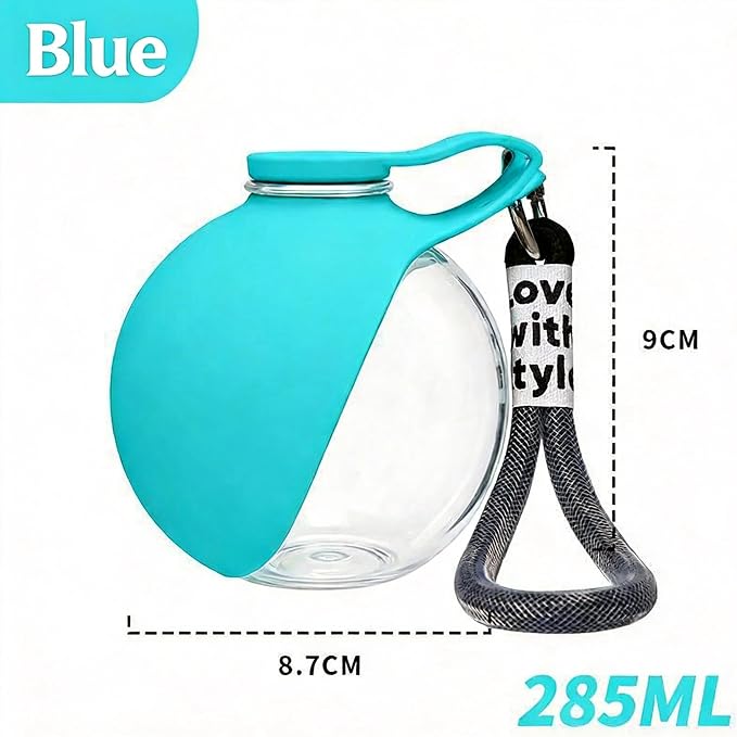 Portable Dog Water Bottle with Collar Clip, 10oz Leak-Proof Travel Pet Water Dispenser with Food-Grade PETG Bowl for Walking, Hiking & Outdoor Activities - Blue - Image 6