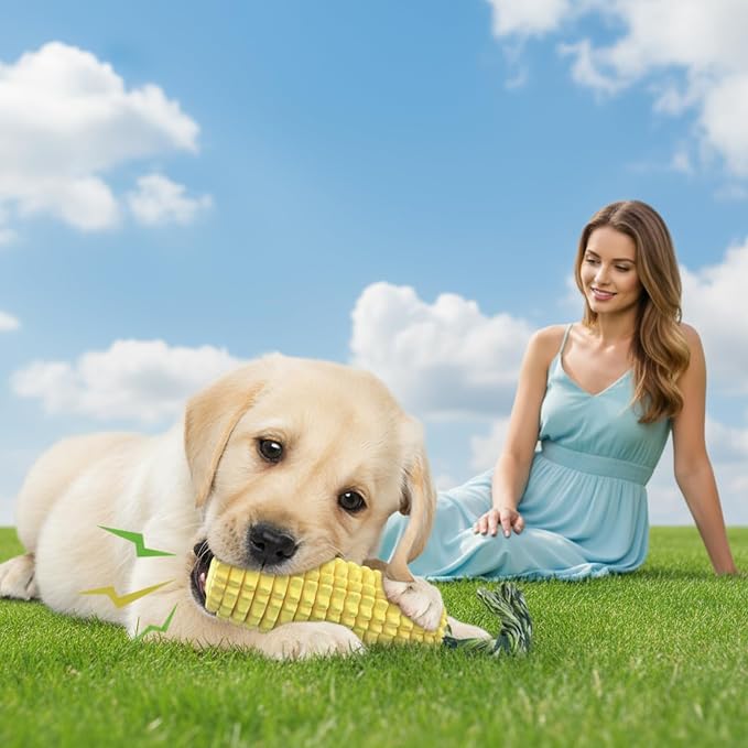 Corn Shape Dog Chew Toy for Small to Medium Dogs – Puppy Teething Toys with Squeaker; Tree Stump Chew Toy for Medium to Large Dogs – Design with Frozen Treat Molds & Peanut Butter Grooves - Image 9