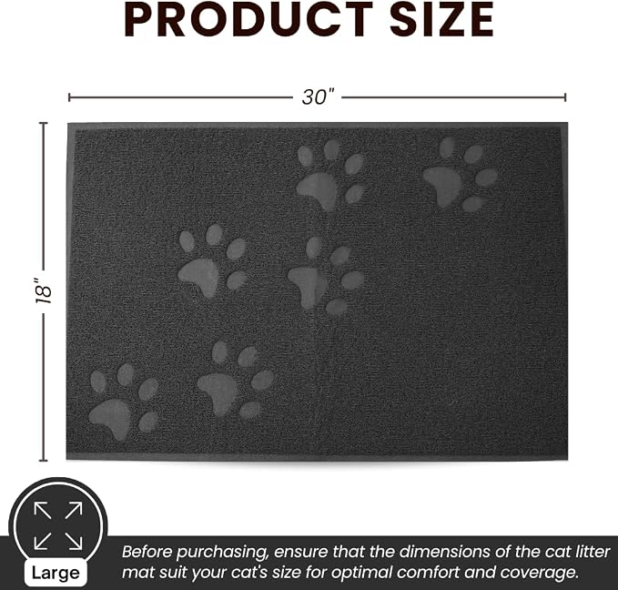 Andalus Large Cat Litter Mat, Pack of 2 - Waterproof, Non-Slip & Easy to Clean Cat Litter Box Mat for Extra Efficient Pet Litter-Trapping, Grey (30” X 18”) - Image 3