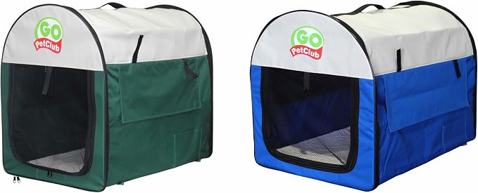 Go Pet Club 18" Rounded Top Soft Collapsible Dog Crate, Portable Pet Carrier, Thick Padded Pet Travel Crate for Indoor & Outdoor, Soft Sided Pet Foldable Kennel Cage with Durable Mesh Windows, Green - Image 7