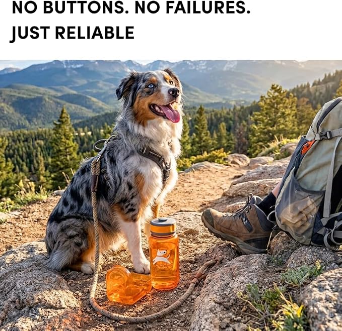 OllyDog OllyBottle, Dog Water Bottle, Pet Water Dispenser with Detachable Bowl, Pet Accessories for Outdoor Walking, Hiking, Travel (600ml, Flame) - Image 2